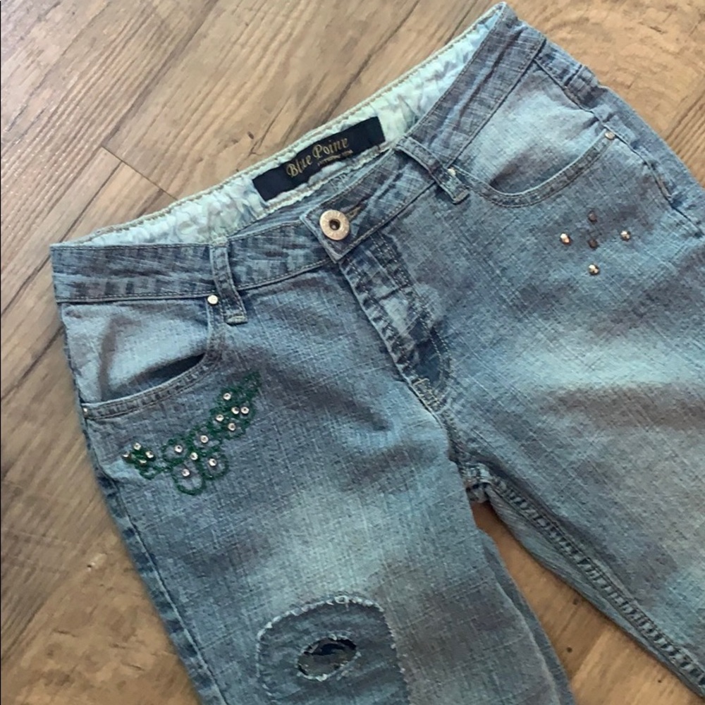 Blue Pointe Flare Jeans, Embellished, EUC Size 27 Waist